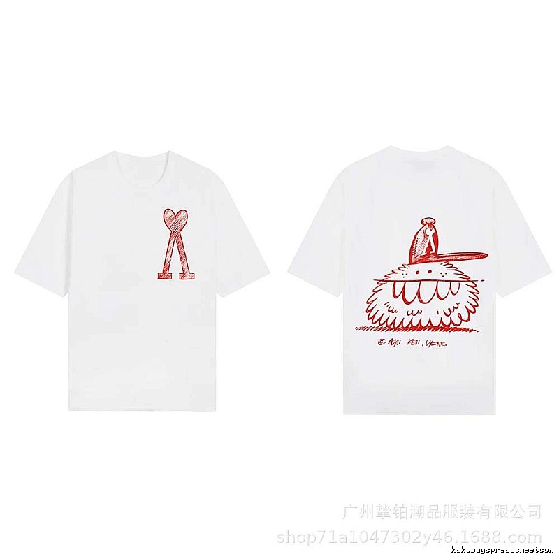 AMI cartoon printed white T-shirt