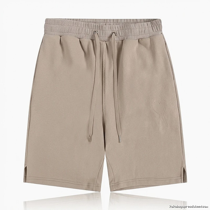 AMI Embroidered Trendy Brand Khaki Shorts