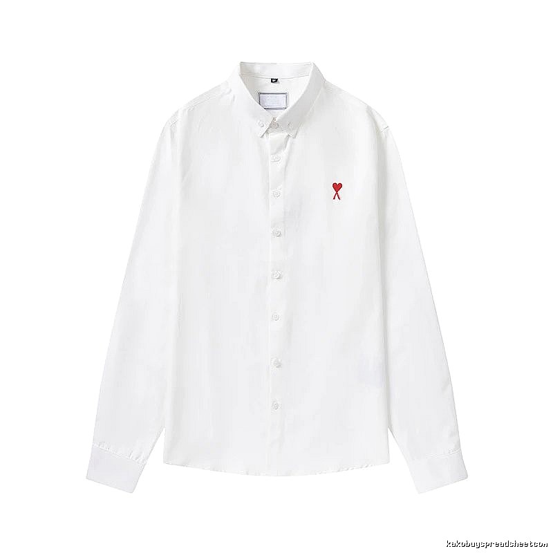 AMI Embroidered White Shirt with Love Design