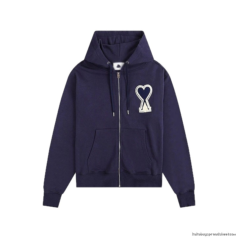 AMI Heart Pattern Zipper Hoodie