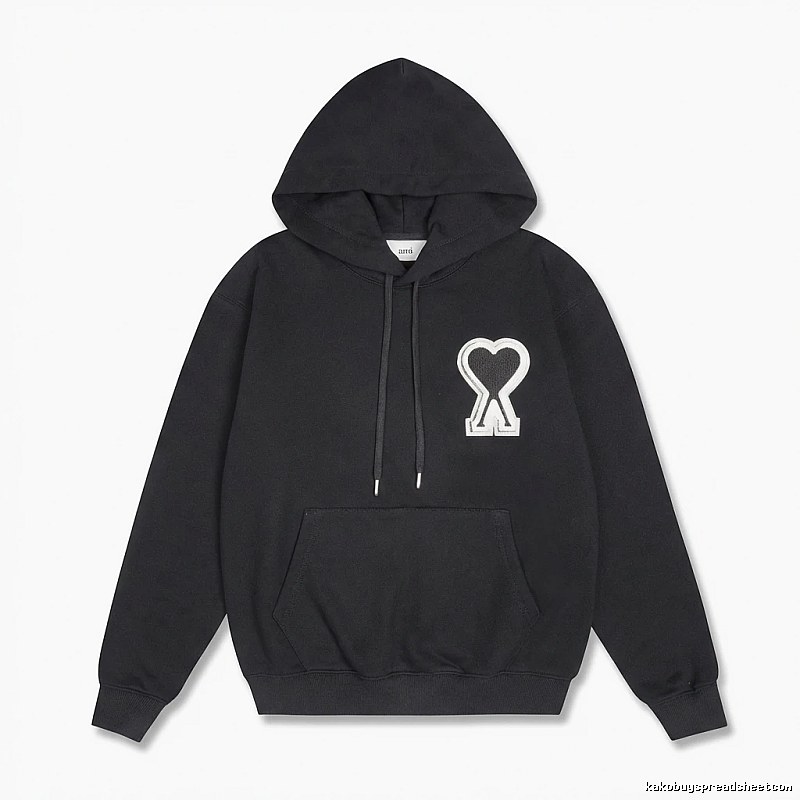 AMI Heart-shaped Pattern Black Hoodie