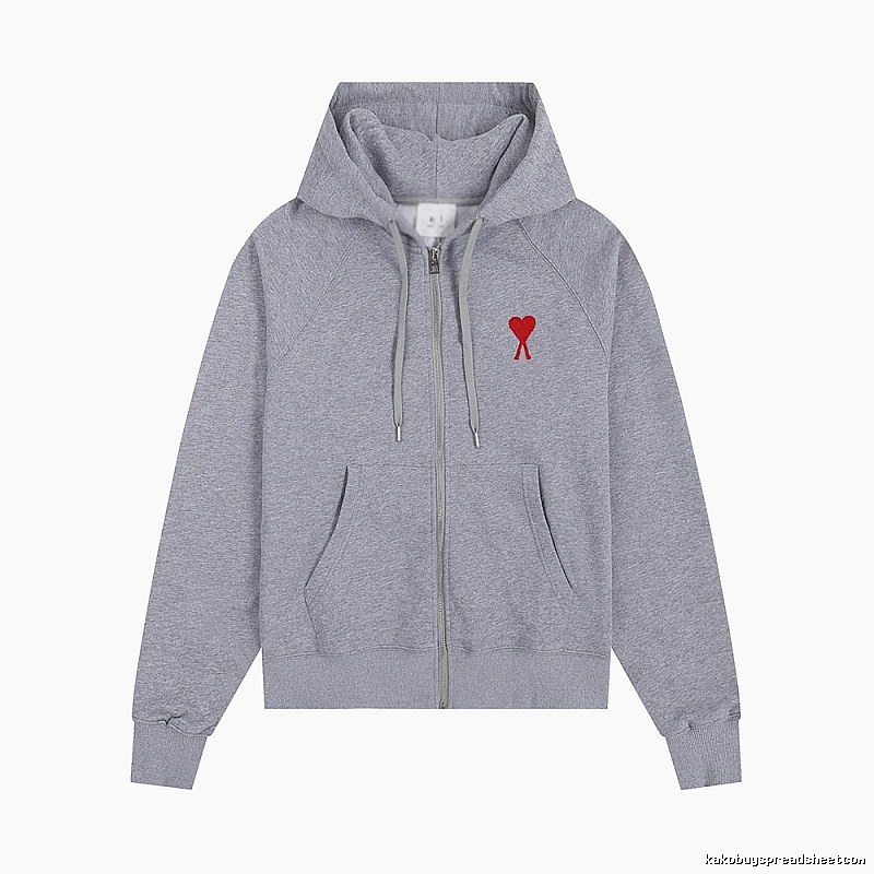 AMI Love Embroidery Grey Hoodie