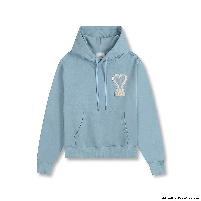 AMI Love Heart Pattern Light Blue Hoodie
