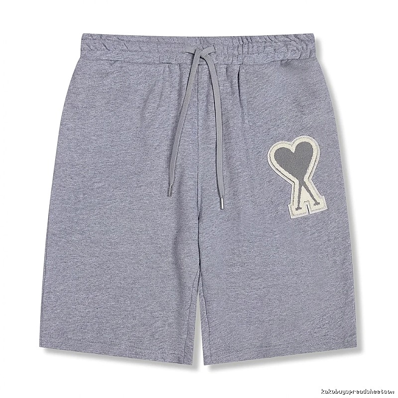 AMI Love Heart Pattern Light Gray Shorts