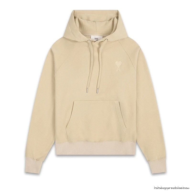 AMI Love Minimalist Style Beige Hoodie