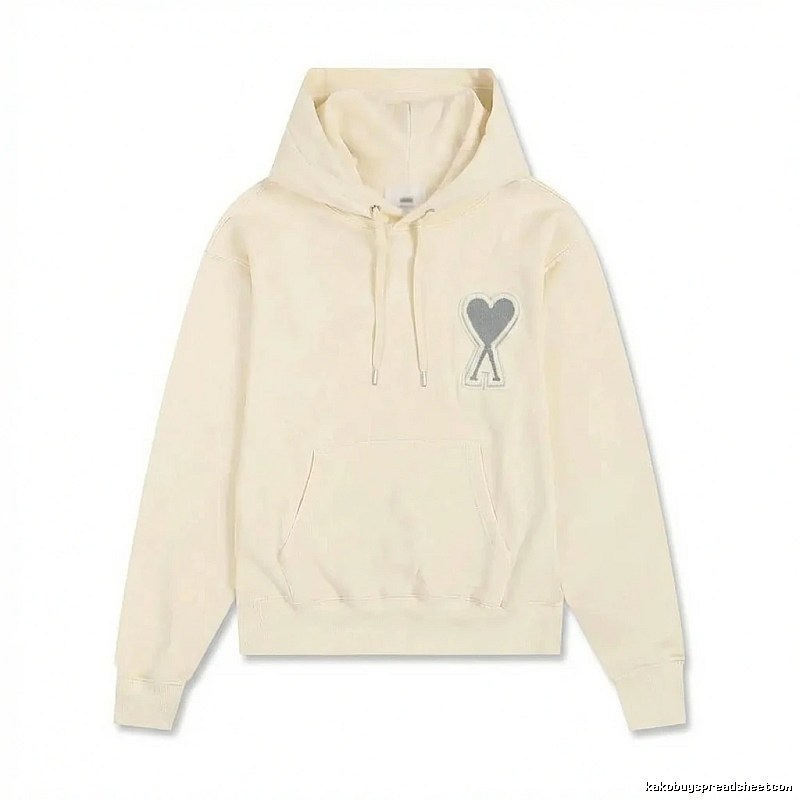 AMI Love Minimalist Style Beige Hoodie