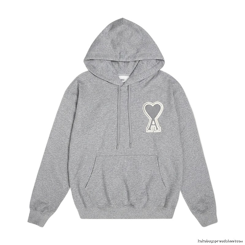 AMI Love Minimalist Style Grey Hoodie