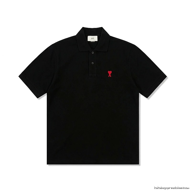 Ami love simple style black polo shirt