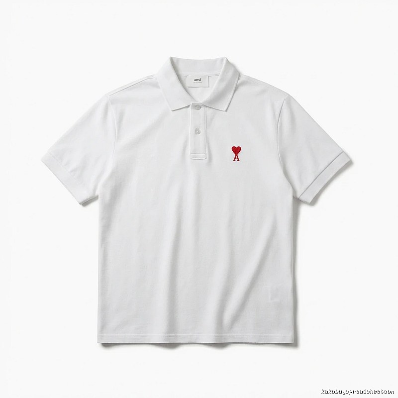 AMI Love Simple White Polo Shirt