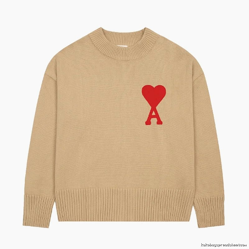 Ami Paris Lightweight Heart logo sweater Green Knit Top for Trend Styling
