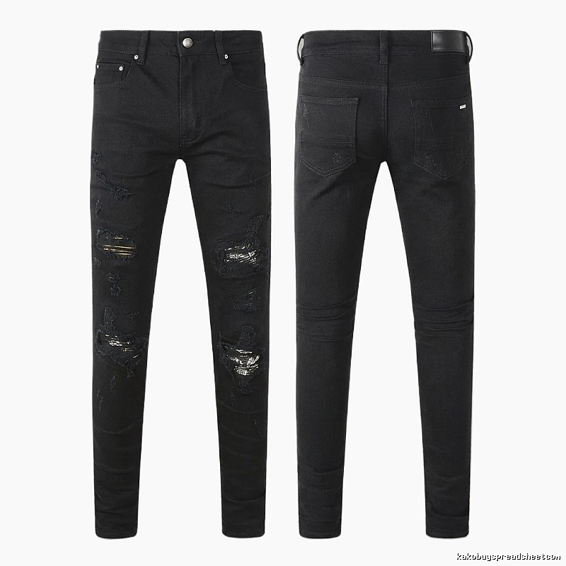 AMI Ripped Trendy Cool Black Jeans