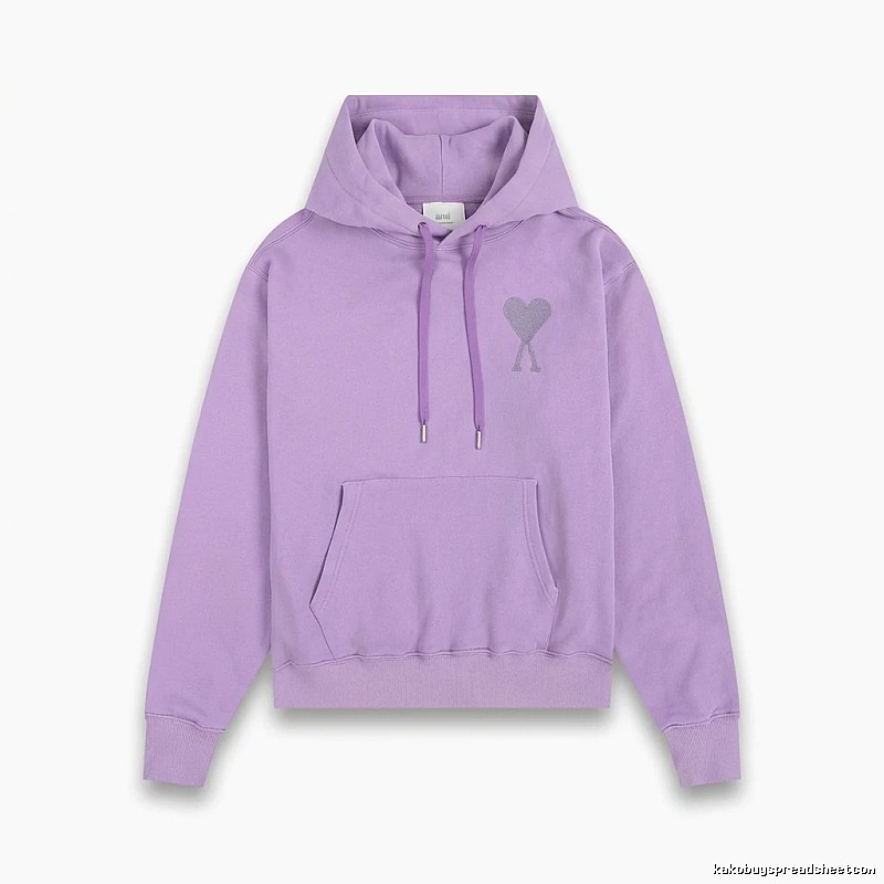 AMI series minimalist style purple hoodie