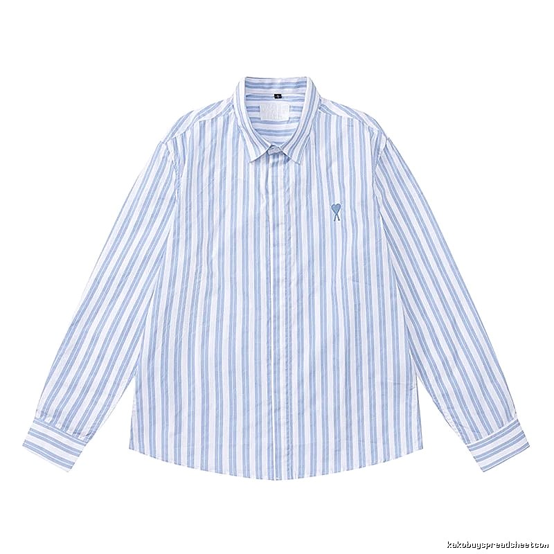 AMI Stripe Simple Blue Shirt