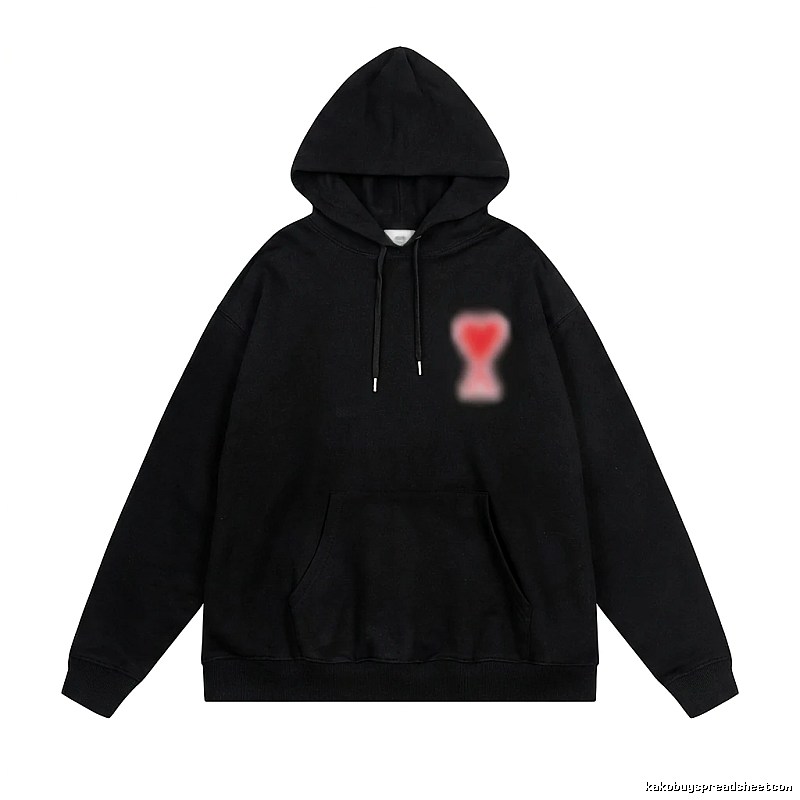 AMI Trendy Brand Love Simple Style Black Hoodie