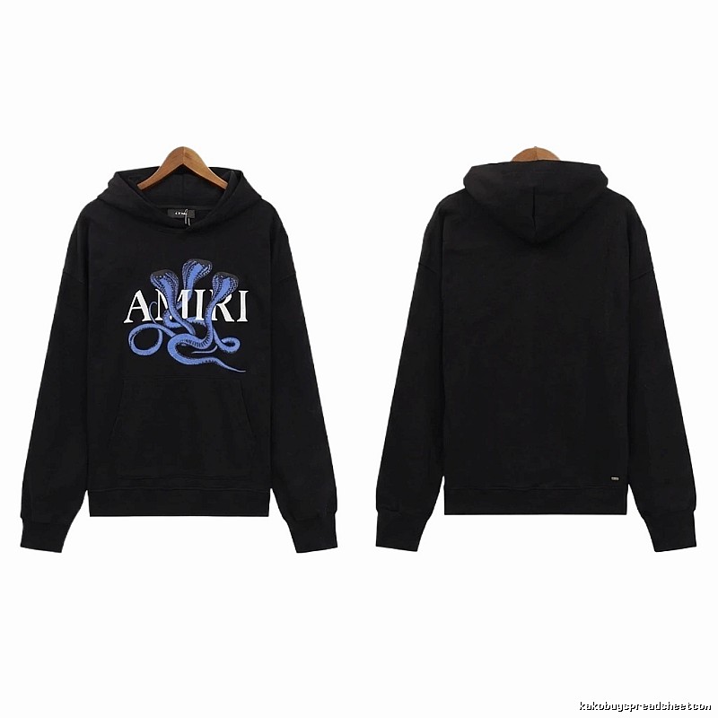 AMIRI Black Hoodie with Snake Print