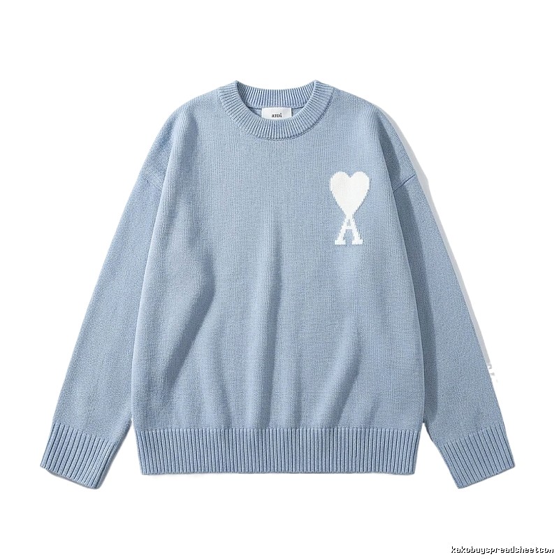 AMIRI Love Simple Style Blue Sweater