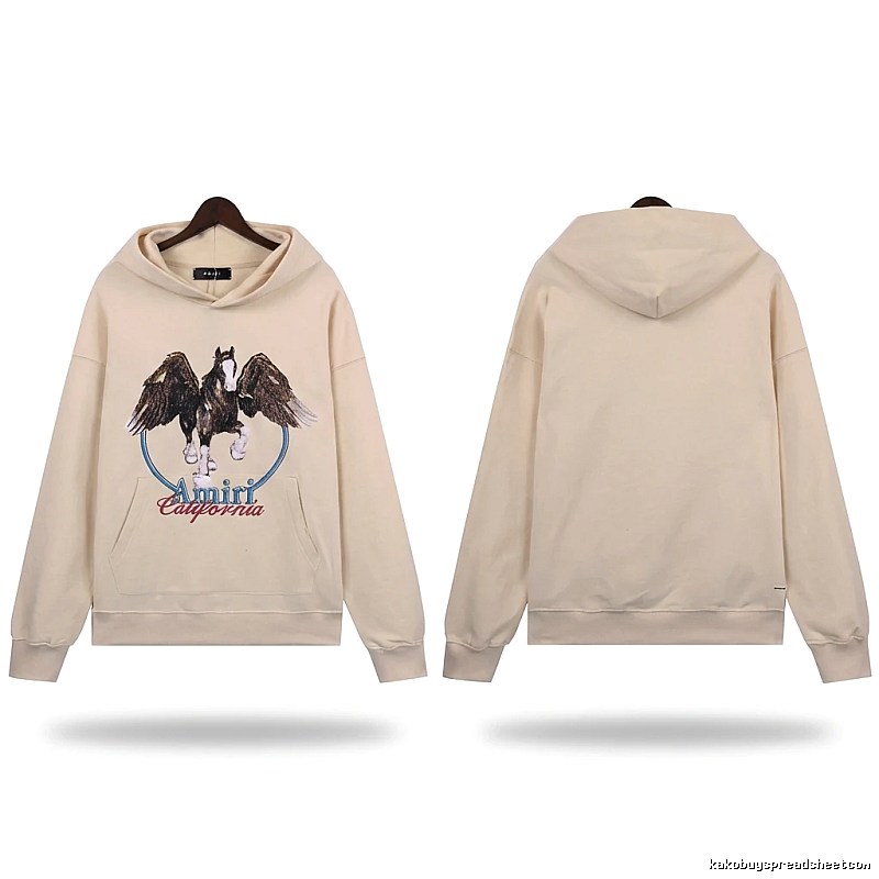 AMIRI Pegasus Series Casual Style Off-White Sweatshirt