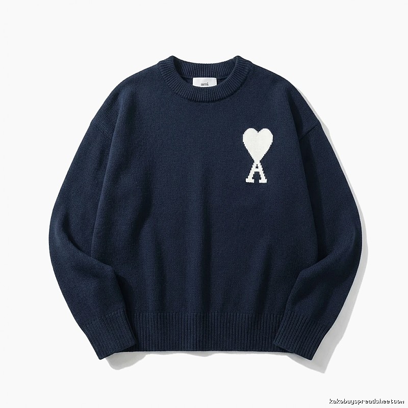 AMIRI Simple Love Style Dark Blue Sweater