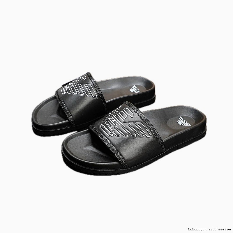 Armani Eagle Logo Casual Style Men's Black Slides