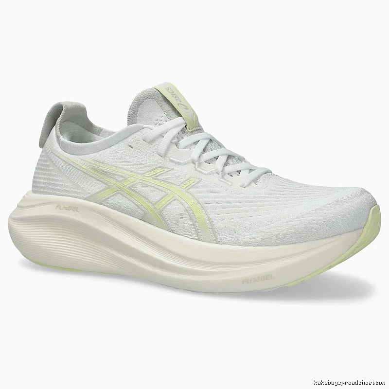 ASICS Racing Style White and Green Running Shoes