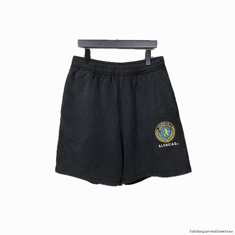 Balenciaga badge-style black shorts
