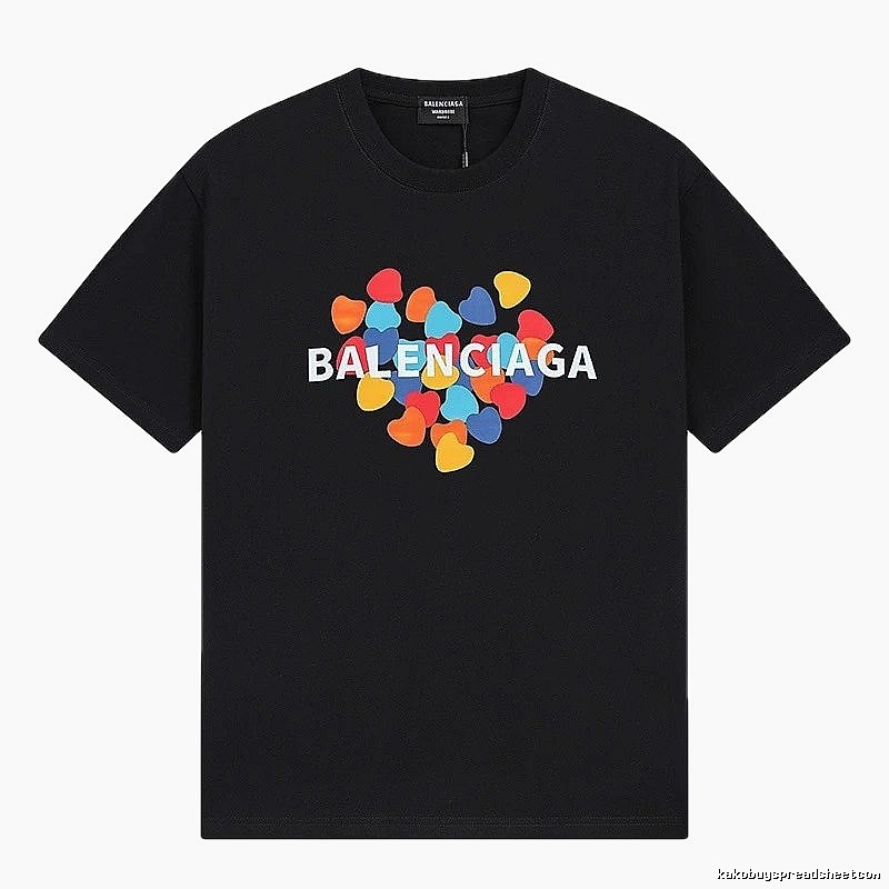 Balenciaga black T-shirt with a heart print.