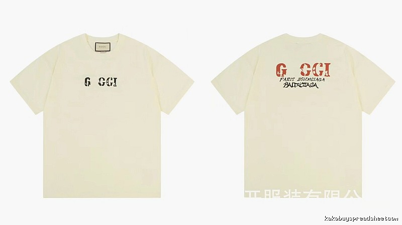 Balenciaga Co-branded Distressed-style Off-white Short Sleeve T-Shirt