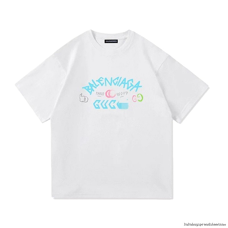 Balenciaga Co-branded Graffiti Street Style White T-Shirt