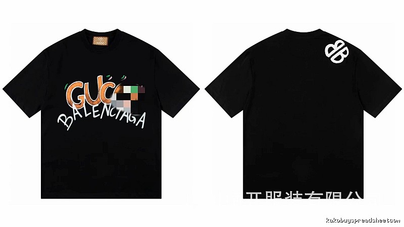 Balenciaga Co-branded Graffiti-Style Black Short-Sleeve T-Shirt