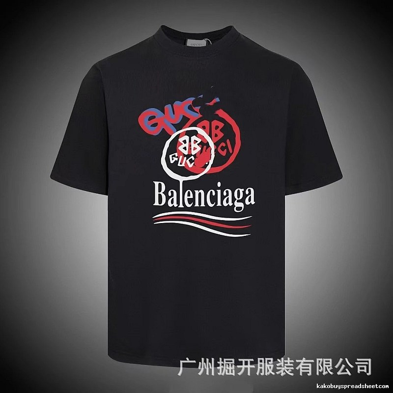 Balenciaga Co-branded Graffiti-style Black T-shirt