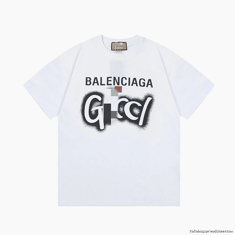 Balenciaga Co-branded Graffiti-style White Short-sleeve T-shirt