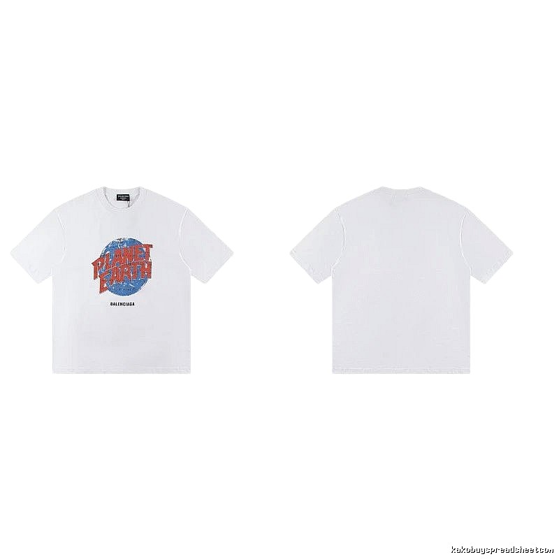 Balenciaga Distressed-style Earth Print White T-Shirt
