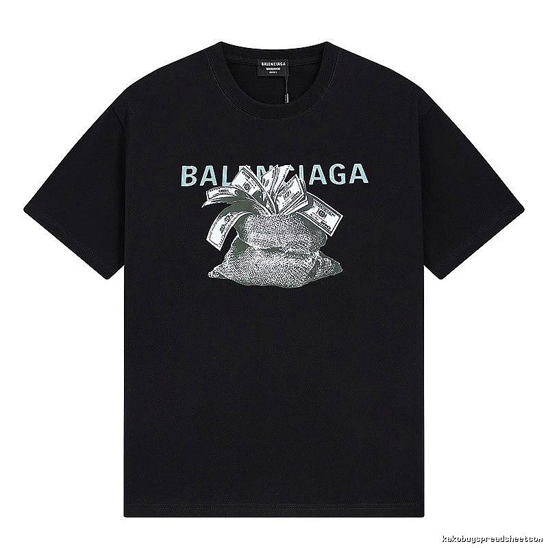 Balenciaga Dollar Print Street Style Black T-Shirt