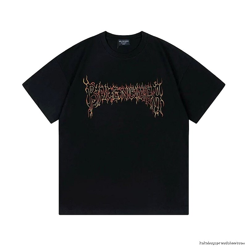 Balenciaga Flame Gothic Style Black T-shirt