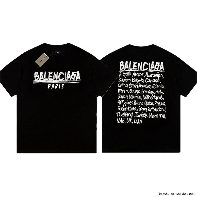 Balenciaga Graffiti Street Style Black Short Sleeve T-shirt