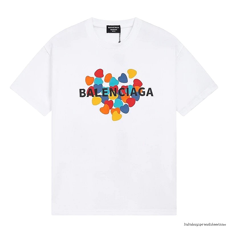 Balenciaga Heart Print Streetwear Brand White T-Shirt