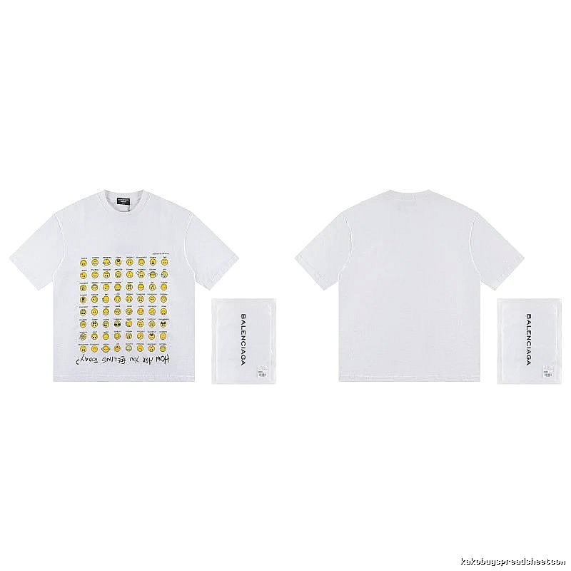 Balenciaga Smiley Face Printed Street Style White T-shirt
