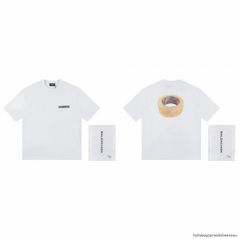Balenciaga Tape Print Streetwear White T-Shirt