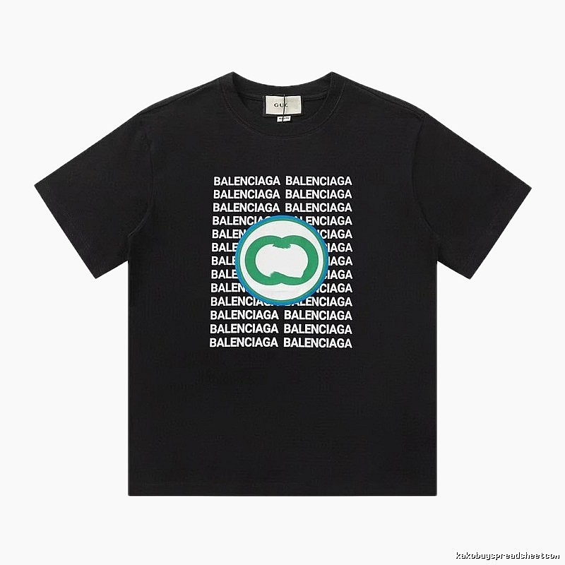 Balenciaga Trendy All-over Print Black Short-sleeve T-shirt
