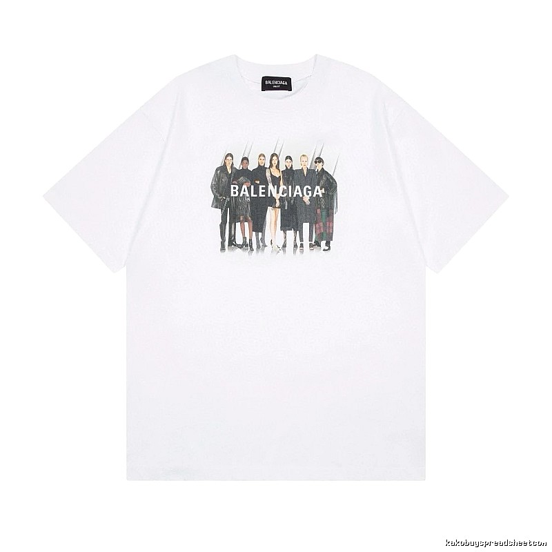 Balenciaga Trendy and Cool Style Portrait Print White T-shirt