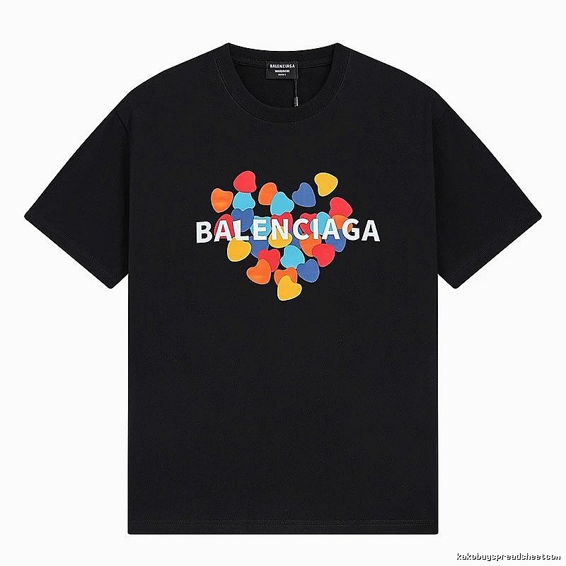 Balenciaga Trendy Black T-shirt with Heart Print