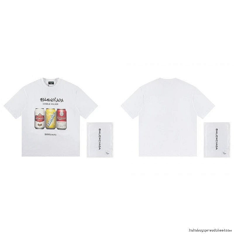 Balenciaga Trendy White T-Shirt with Soda Can Print