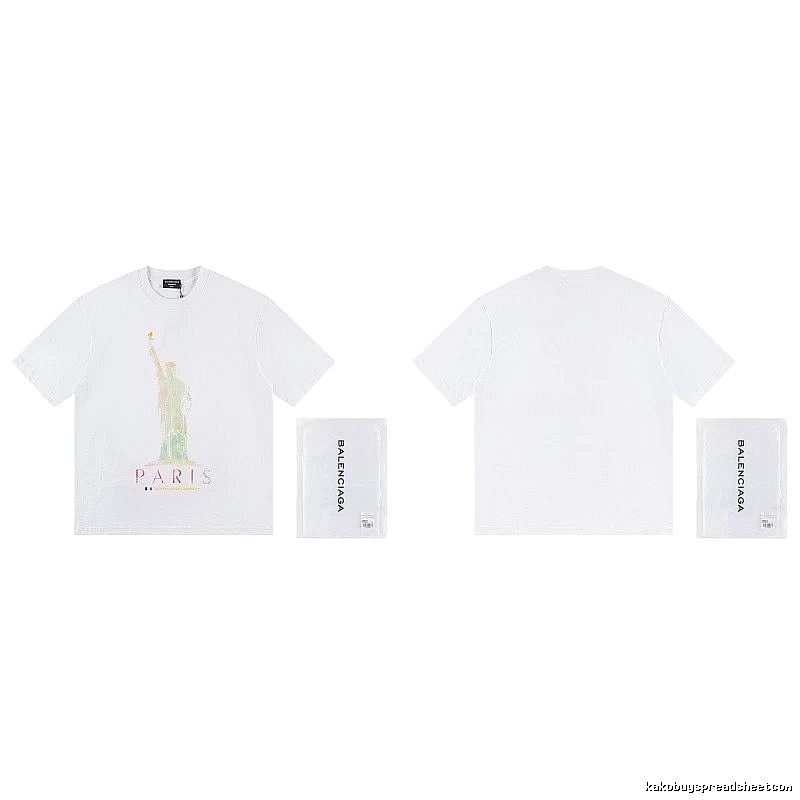 Balenciaga Trendy White T-shirt with Statue of Liberty Print