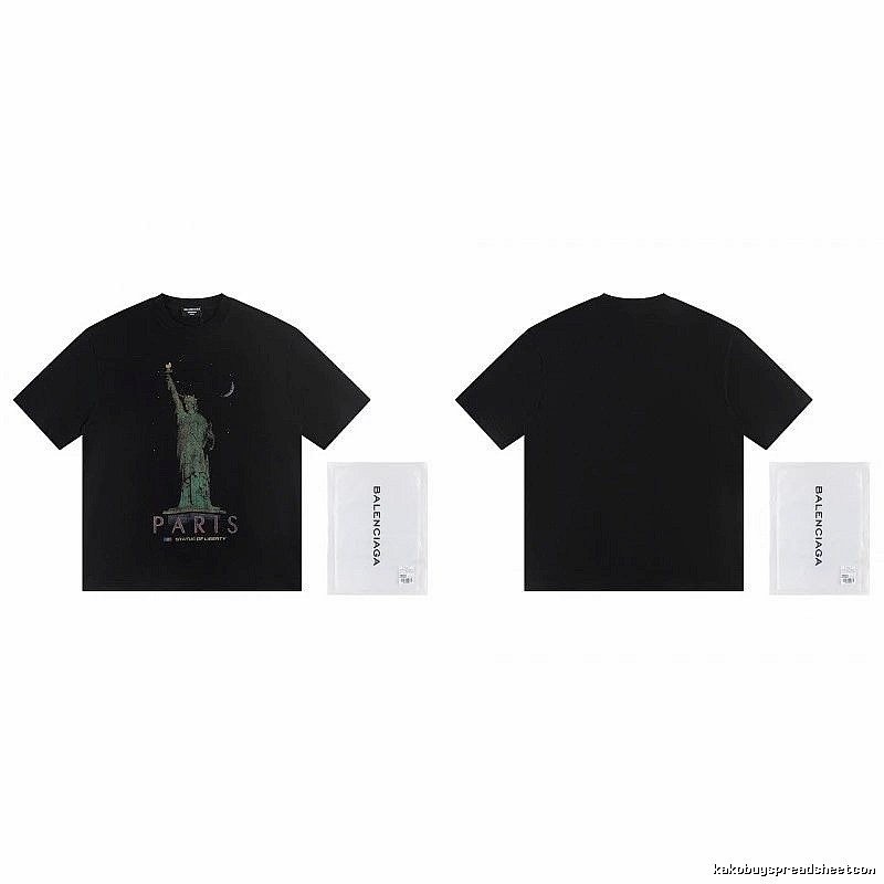 Balenciaga Vintage Style Statue of Liberty Black T-Shirt