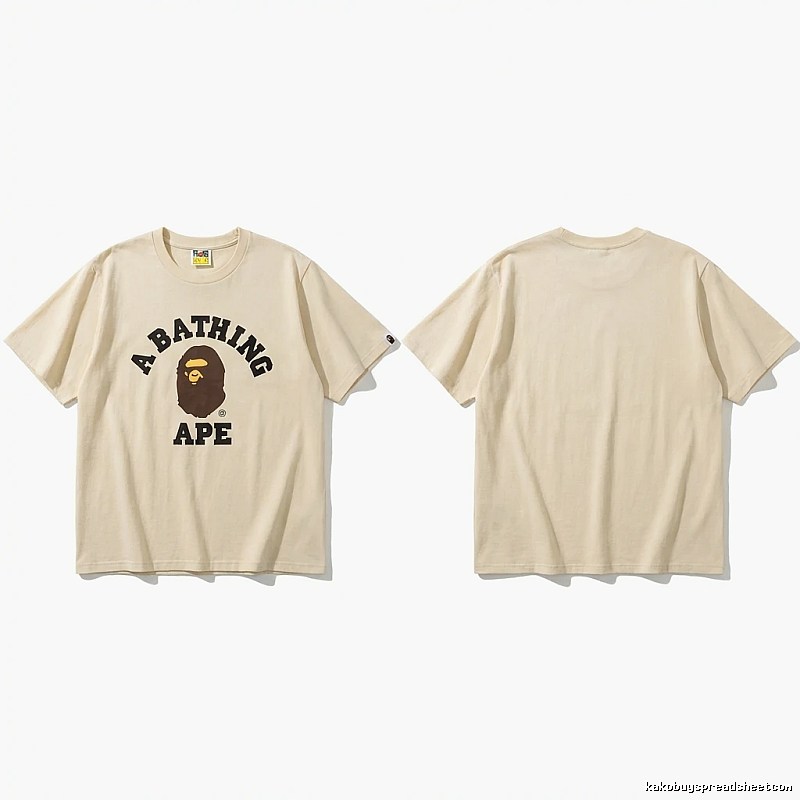 Bape Ape Head Minimalist Style Beige T-shirt