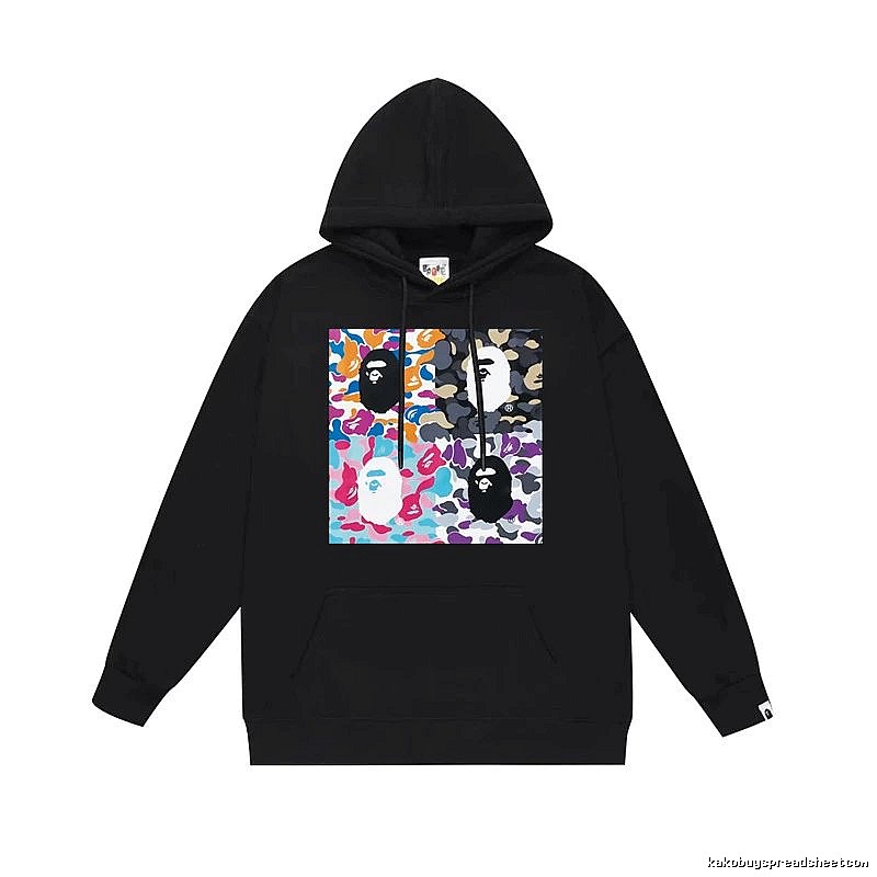 Bape camouflage-style black hoodie