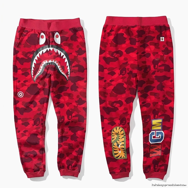 Bape camouflage-style red sweatpants