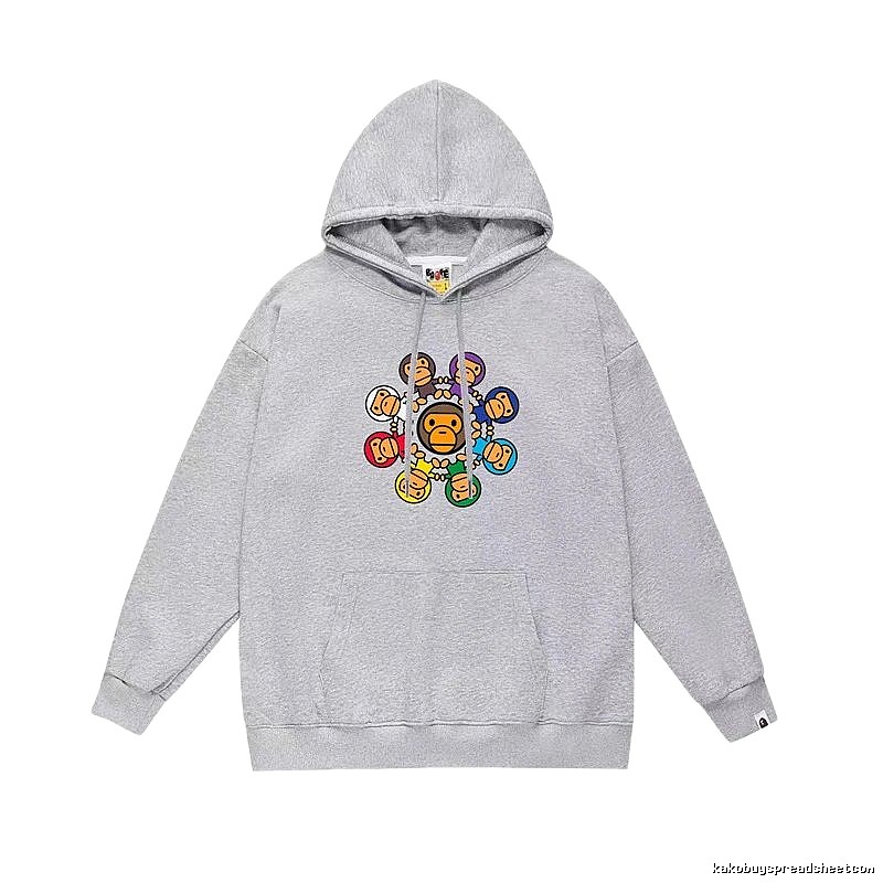 Bape Cartoon Print Grey Hoodie
