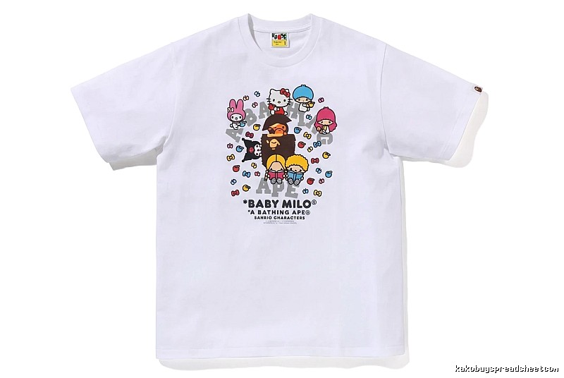 Bape cartoon - printed white T - shirt