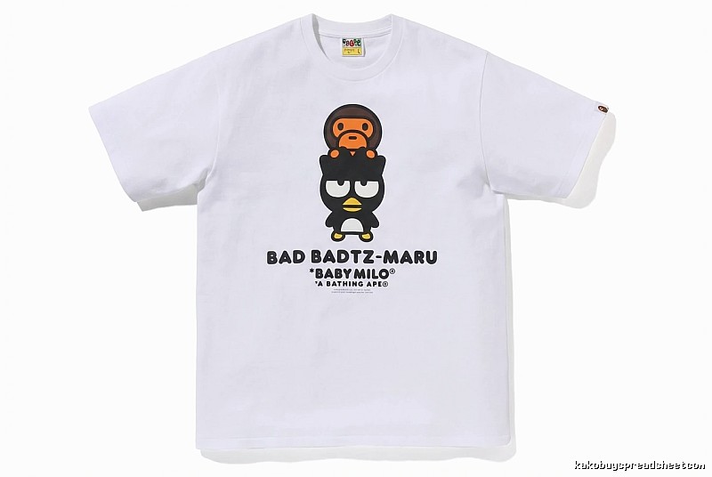 Bape cartoon - printed white T - shirt